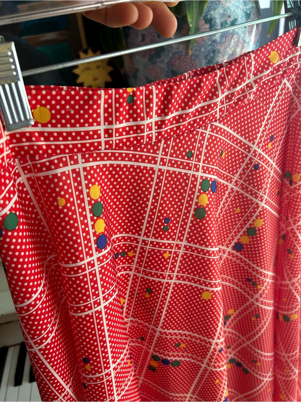 Vintage Pertini Montreal Red Maxi Skirt Geometric Print Made in Canada S - Picture 10 of 11